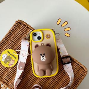 【KU41】LINE FRIENDS ❤️ ケース+財布+ストラップ ❤️ シリコン❤️ スマホケース❤️ iPhoneケース